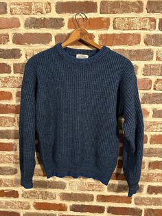 "You're looking at a vintage navy blue sweater by Saugatuck. This sweater is in great vintage condition. It's a nice mid weight and has a nice rugged texture and feel. The sweater is blue, black and navy blue with a blue trim on the collar, cuffs and waist. Looks even better in person  See measurements for proper fit  Approx Measurements- Armpit to Armpit- 20.5\" Shoulder- 22\" Sleeve- 21.5\"  Length- 23\"" Pull Bleu Marine, Pull Bleu, Levis Denim Jacket, Sweater Navy Blue, Vintage Pullover, Navy Blue Sweater, Sweater Fits, Unisex Sweater, Blue Trim