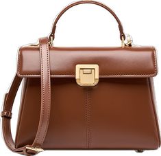 Modern Brown Flap Bag For Shopping, Classic Bags With Hasp Closure, Elegant Tan Shoulder Bag For Daily Use, Brown Box Bag With Hasp Closure, Business Tan Rectangular Satchel, Tan Rectangular Business Satchel, Tan Rectangular Satchel For Business, Chic Brown Bag With Gold-tone Hardware, Brown Square Shoulder Bag With Gold-tone Hardware