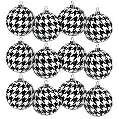 PRICES MAY VARY. Styrofoam Center - Three Inch spheres Small Silver Hook Topper Three, Four Packs of ornaments, enough to make an impact! Classic Black and White Pattern = Elegant tree! 12 - Three Inch Diameter Ornaments with a Black and White Houndstooth Pattern- perfect for 12 days of Christmas Houndstooth Christmas Tree, Houndstooth Decor, Black And White Christmas Ornaments, Christmas Tree Black And White, Disco Christmas, Black And White Christmas Tree, Black White Christmas, Black And White Christmas, White Christmas Ornaments