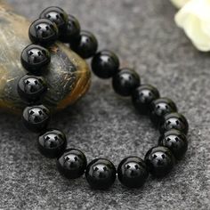 Size: 0.4"/10mm, Quantity: 50pcs Black Obsidian Bracelet, Black Tourmaline Bracelet, Black Tourmaline Stone, Round Bracelet, Obsidian Bracelet, Tourmaline Bracelet, Energy Bracelets, Crystal Healing Bracelets, Tourmaline Stone