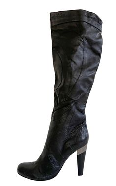 These chic boots will make a fabulous addition to your wardrobe. Unique detailing gives this classic boot a stylish edge for cool-weather looks that stand on their own.Round pointed toe.Block heel.Pull ons Genuine leather upper and sole17.5" shaft height15" opening circumference4.5" heel heel height NOTE: these boots do not come with the original box Chevron Outfit, Boots On Sale, Chic Boots, Gucci Shop, International Clothing, Shoes Flats Sandals, Luxury Women Fashion, Knee High Leather Boots, Classic Boots