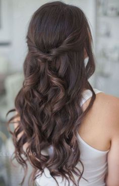 Long Curly Hair, Half Up Half Down, Half Up, Bridesmaid Hair