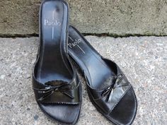 Vintage Slip On Sandals. Paolo Linea Black Slides. 90's Paolo Dressy Slip On Sandal. Dressy Scalloped Edge featuring Patent Leather Bows size 7.5. Please visit my Shop for Trendy Vintage Goods. https://www.etsy.com/shop/used2bnewVintage Thank you so much!! Red Vans, Vintage Slip, Black Slides, Vintage Slips, Low Heel Shoes, Movie Props, Leather Bows, Vans Sneakers, Slides Shoes