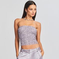 Nwt: Retrofete Kala Top Size: Small & Extra Small Available Introducing Our Kala Top A Shimmering Embodiment Of Glamour And Style That's Set To Steal The Spotlight. Crafted With Meticulous Attention To Detail, This Tube Top Is Your Perfect Companion For Nights Filled With Excitement And Elegance. Color: Mink Grey (Purple) Handmade 100% Nylon Glamorous Fitted Crop Top For Prom, Fitted Glamorous Crop Top For Prom, Elegant Fitted Prom Top, Elegant Sleeveless Top For Prom, Purple Tops For Evening Party Season, Purple Evening Tops For Party Season, Purple Top For Evening And Party Season, Purple Tops For Evening And Party Season, Fitted Strapless Party Tops