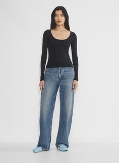 HOMESTRETCH™ SCOOPNECK LONGSLEEVE | Aritzia Scoopneck Longsleeve, Aritzia Aesthetic, Aritzia Long Sleeve, Mini Pleated Skirt, Home Stretch, Short Bra, Scoop Neck Long Sleeve, Christmas 2024, Ribbed Fabric