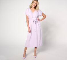 Opt for this lightweight linen frock when it's time to hit all the springtime social events -- from garden parties to bridal showers to wine tastings at the local vineyard. Cinch it at the waist with the included belt to accentuate your shape. From Studio ParkTM x Shawn Killinger. Feminine Spring Linen Dress For Brunch, Spring V-neck Linen Dress For Brunch, Chic Spring Dresses With Tie Waist, Feminine Linen Dress For Garden Party In Spring, Spring Midi Dress With Tie Waist For Brunch, Chic Spring Midi Dress With Tie Waist, Spring Brunch Midi Dress With Tie Waist, Elegant Linen Dress For Spring Brunch, Fitted Feminine Linen Dress For Spring