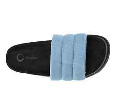 A comfortable sandal that you can wear to the pool or the park. The Lazro by Journee Collection is a sporty slide with a 4 mm Tru Comfort Foam™ insole made for comfort and ease. Puffed straps add a nostalgic touch to the design. Man-made puff upper with ribbed detail, Slide on style for easy entry, Approx. 1.5\ sole, Open / round toe, Tru Comfort Foam™ formed footbed, Man-made treaded outsole for added traction | Women's Journee Collection Lazro Sandals in Blue Size 8 Green River, Shoe Carnival, Blue Sandals, Slide On, Womens Sandals Flat, Journee Collection, Comfortable Sandals, Slide Slipper, The Pool