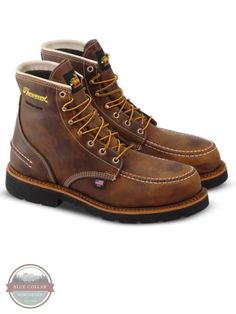 Thorogood 804-3696 1957 Series Waterproof Safety Toe 6 Inch Crazyhorse Moc Toe - Maxwear90™ pair profile Mens Steel Toe Boots, Thorogood Boots, Work Uniform, Steel Toe Boots, Work Uniforms, Hard Working, Weekend Outfit, Big And Tall, Modern Man