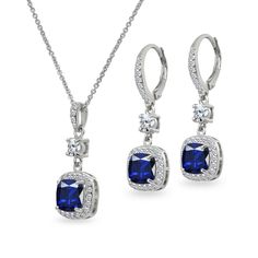 The perfect accesory for any occasion, this jewelry set is a beautiful addition to any jewelry collection. This set showcases sparkling cushion-cut stones surrounded by a halo of cubic zirconia stones. The earrings secure by post with friction-backs and the necklace secures by a spring-ring clasp. The pendant hangs from a delicate 18 inch rolo chain. This set is crafted of fine sterling silver. Product Details Metal Type sterling-silver Metal Stamp 925-sterling Weight 8GR Length 18IN Width 11MM Cushion Cut Halo, Earrings Pendant, Leverback Earrings, Rolo Chain, Cushion Cut, Metal Stamping, Spring Rings, Necklace Set, Jewelry Set