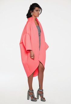 Plus Size Pink Coat/Avant garde Coats /Kimono/Samurai/Long Jacket/Asymmetric/Womens Coat/Plus Size C Spring Party Blazer With Modern Style, Avant-garde Long Sleeve Blazer For Spring, Modern Spring Party Blazer, Avant-garde Long Coat For Spring, Oversized Structured Spring Outerwear, Oversized Cape Outerwear For Spring, Structured Winter Outerwear For Parties, Oversized Outerwear With Kimono Sleeves For Spring, Oversized Long Sleeve Party Outerwear