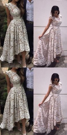 High Low Party Dresses, High Low Prom Dresses, Ad Fashion, Lace Prom Dress, Prom Dresses Modest, Dresses Homecoming, White Lace Dress, Beauty Dress