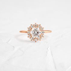 a yellow gold ring with a diamond center