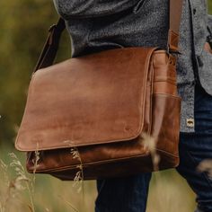 Roosevelt Buffalo Leather Satchel Messenger Bag - Large | Amber Brown hover Satchel Messenger Bag, Cheap Brown Rectangular Travel Accessories, Leather Bag Man, Fall Teacher Gifts Men, Leather Satchel Storage, Cheap Large Capacity Light Brown Satchel, Cheap Men's Travel Satchel, Luxury Men's Satchel For Everyday Carry, Men's Luxury Satchel