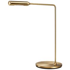 a gold desk lamp with a dim light on the top and one arm in the middle