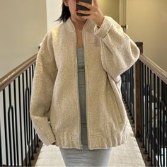 So Cute To Just Throw On! Color Is A Perfect Sand Color! Comfy And Cozy. Size Is M-L Ships Same Day Oversized Cozy Outerwear For Day Out, Cozy Oversized Outerwear For Day Out, Cozy Cream Outerwear With Relaxed Fit, Cream Cozy Relaxed Fit Outerwear, Zara Neutral Oversized Outerwear, Cozy Spring Outerwear In Neutral Color, Cozy Oversized Beige Outerwear, Oversized Beige Outerwear For Day Out, Cozy Neutral Outerwear For Spring