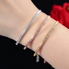 Cz Bracelet, Bar Bracelets, Rose Gold Jewelry, Gull, Mua Sắm, Wedding Bracelet, Micro Pave, Style Jewelry, Silver Rose Gold