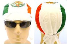 Mexico Doo Rag with Mexican Flag Emblem on Headwrap. Celebrate Cinco De Mayo Fiesta. 100 percent Cotton. One size fits many. Unisex design for teens, adult men or women. Caps also referred to as: headwrap, durag, bandana hair wrap, biker skull cap. Flap to help protect neck from sun and helmet burn. Lightweight enough to fit under many motorcycle and football helmets. Ties in the back to help provide a secure fit. OTHER USES: Sports and Athletic Events, Sleeping Cap, Motorcycle Bikers, Chemother White Cotton Bandana One Size Fits Most, White Adjustable Casual Bandana, White Casual Bandana, Casual White Cotton Headwrap, Traditional White Bandana With Bandana Print, Adjustable White Cotton Bandana, White Cotton Bandana, Traditional White Cotton Bandana, Casual White Adjustable Headwrap