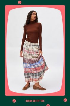 Flannel maxi skirt by Urban Renewal made using upcycled materials & featuring a one-of-a-kind patchwork look. Low-rise elastic waistline maxi skirt in a tiered silhouette. Each piece is unique and will vary from what is pictured. Features Urban Renewal Remade tiered flannel skirt Upcycled patchwork skirt Elasticated waistband Maxi length Made using upcycled materials Each one is unique Content + Care Cotton, polyester Machine wash Made in the USA Size + Fit Model in Assorted is 5’9" and wearing size M/L Measurements taken from size M/L Waist: 28" Length: 39" | Urban Renewal Remade Tiered Flannel Skirt in Assorted, Women's at Urban Outfitters Flannel Skirt, Bdg Jeans, Patchwork Skirt, Upcycled Materials, Urban Renewal, Brand Sale, Women Men Shoes, Jeans For Sale, Unique Colors