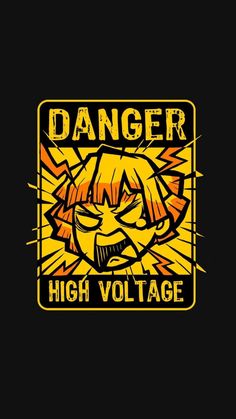 danger high voltage sign with an angry face on the front and yellow lettering above it