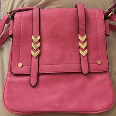 Brand New! Nwot Fabric Type Faux Leather Closure Type Zipper Dimensions: 10" (W) X 10.5" (H) X 2" (D) Capacity: 3 Pounds Zipper Closure With Magnetic Snap Button Flap Adjustable Shoulder Strap With 25" Drop Faux Leather & Gold Tone Hardware 1 Zipper Pocket & 1 Slip Pocket Inside Casual Pink Satchel, Chic Pink Satchel For School, Chic Pink School Satchel, Casual Pink Satchel With Zipper Closure, Trendy Pink Satchel With Zipper Closure, Bubblegum Pink, Snap Button, Inside Pocket, Zipper Pocket