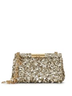 gold-tone sequin design detachable chain-link shoulder strap twist-lock fastening main compartment internal slip pocket satin lining gold-tone hardware Sequin Design, Iconic Bags, Demi Fine Jewelry, Bags Designer Fashion, The Hand, Fine Earrings, Ballet Flat Shoes, Angelina Jolie, Dolce & Gabbana