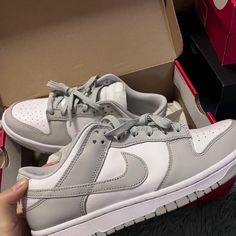 Upgrade Your Look With These Trendy Gray And White Casual Shoes For Women. Nike Shoes Gray, White Casual Shoes, Gray Nike, Upgrade Your Look, Grey Nikes, Nike Dunk Low, White Casual, Nike Dunk, Casual Shoes Women