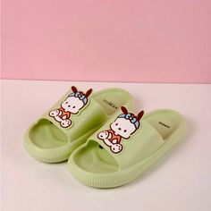 Nwt Miniso Sanrio Pochacco Mint Green Sandals - Size 39-40 (Probably Fits Sizes W8-9 Best) These Are Super Cute From Top To Bottom. Brand New With Tags. A Must For Sanrio Lovers! Hello Kitty Friend Pochacco Dog Puppy Slippers Anime Kawaii Non-Slip Sneakers Beach Shoes Summer Gift Sanrio Shoes, Sanrio Pochacco, Sanrio Accessories, Cute Slides, Shower Slippers, Slide Shoes, Crocs Sandals, Shower Shoes, Green Sandals