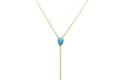 14K Gold Turquoise Pear Lariat Y Necklace 6mm x 4mm Genuine Turquoise Pear Lariat is finished off with a small weighted spike Necklace is 18" with a 4" drop (approx) Designer: Zoe Chicco (with designer tag) Adjustable Turquoise Elegant Lariat Necklace, Blue Gemstone Lariat Necklace, Elegant Adjustable Lariat Turquoise Necklace, Elegant Adjustable Turquoise Lariat Necklace, Elegant Turquoise Teardrop Pendant Drop Necklace, Turquoise Lariat Necklace With Adjustable Chain, Elegant Turquoise Lariat Necklace With Adjustable Chain, Elegant Turquoise Lariat Necklace For Gift, Adjustable Teardrop Lariat Necklace