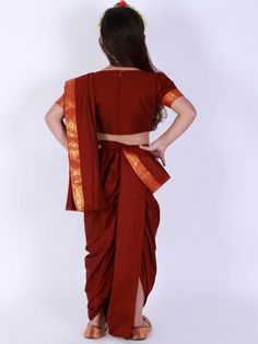 VASTRAMAY Girl's Maroon Banarasi Border Dhoti Saree Set Look charming and traditional in this beautiful maroon Banarasi border dhoti saree set. Perfect for any special occasion, this set includes a dhoti and a saree, both made from high-quality fabric. The dhoti features a comfortable fit, while the saree is adorned with intricate Banarasi borders. This set is sure to make your little girl look her best. Key Features Maroon color Banarasi border design Dhoti and saree set High-quality fabric Spe Maroon Banarasi, Dhoti Saree, Maroon Color, Hot Outfits, Girls Wear, Border Design, Size 20, Borders, Quality Fabric