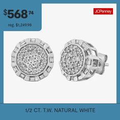 Diamond Clarity: I2-I3Earring Back: FrictionSetting: Multi-SettingStone Cut: Multi-ShapeDiamond Color: I-JMetal Color: WhiteEarring Length: 8mmEarring Width: 8mmRounded Carat Weight: 1/2 Ct. T.w.Care: Wipe CleanStone Type: 68 Natural DiamondAuthenticity: Natural DiamondBirthstone: April BirthstoneEarrings Type: Post EarringsEarrings Style: Halo Earrings, Multi-Diamond Earrings, Stud EarringsMetal: 10k White GoldCountry of Origin: Imported Anniversary Round Cluster Earrings In White, White Round Cluster Earrings For Anniversary, White Round Diamond Cut Cluster Earrings, White Round Cluster Earrings With Cubic Zirconia, White Round Cluster Earrings With Diamond Cut, White Cluster Earrings With Diamond Accents, White Round Cluster Earrings With Halo Setting, White Halo Setting Cluster Earrings For Anniversary, White Cluster Earrings With Halo Setting For Anniversary