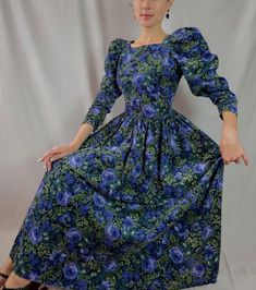 80s Laura Ashley corduroy floral dress sz 12 velvet flowers print/Vintage Laura Ashley dress Victorian style puff sleeves full length by vvVintageStories on Etsy Puff Full Sleeve Dress, Laura Ashley Wedding Dress, Girls Peasant Dress, Vintage Laura Ashley, Laura Ashley Dress, Dirndl Dress, Velvet Flowers, Timeless Dress, Vintage Floral Dress