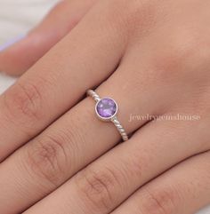 Amethyst Ring, 925 Sterling Silver Ring, Round Gemstone Ring, Dainty Ring, February Birthstone Ring, Solitaire Ring, All Ring Size Available Gemstone Name- Amethyst  Stone Quality - AAA  Weight - 2.30 gm  Stone Shape - As shown in the picture Ring Size - All Ring Size Available  We serve complete 925 sterling silver Jewelry and genuine properties of the stone.  The products are dispatched from the small business from UK. Product Quality and Packaging - Our all products are 925 Silver Stamped which shows that the product is genuine and authentic .The products are dispatched from the small business from UK so you get the product on time and the product packaging comes in bubble foil wrap with all the precautions taken primarily that your product reaches you with zero damage. Properties of Am Silver Solitaire Ring Gemstone, Sterling Silver Amethyst Ring With Accent Stones, Sterling Silver Solitaire Gemstones For Anniversary, Adjustable Sterling Silver Topaz Ring With Accent Stones, Adjustable Amethyst Ring With Accent Stones, Fine Jewelry Amethyst Birthstone Ring In Round Band, Sterling Silver Solitaire Amethyst Ring, Sterling Silver Topaz Gemstone Ring, Sterling Silver Solitaire Round Ring