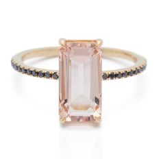 Morganite & Black Diamond Ring - YI COLLECTION Formal Morganite Rings In Pink Gold, Morganite Pink Gold Rings For Formal Occasions, Formal Morganite Pink Gold Rings, Formal Pink Gold Morganite Rings, Elegant Topaz Ring With Morganite In Prong Setting, Blush Morganite Ring With Center Stone, Blush Morganite Ring With Prong Setting, Blush Morganite Rings With Prong Setting, Pink Morganite Diamond Ring, Elegant Style