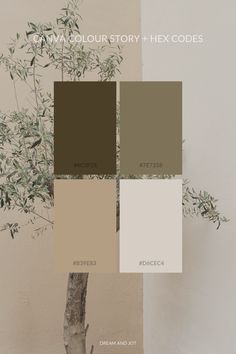 a tree with four shades of brown and beige