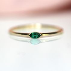 14K Gold Marquise Emerald Ring, "Wink" Ring, Stacking Ring, Green Stone, Double Pointed Shape, 10K Marquise Emerald, May Birthstone, Stacker Green Marquise 14k Gold Jewelry, Marquise Emerald Gemstone Jewelry, Green Marquise Birthstone Jewelry, Emerald Birthstone Ring With Gemstone Accents, Marquise Emerald Jewelry Gift, Marquise Emerald Jewelry For Gift, 14k Gold Emerald Ring With Gemstone Accents As Gift, Handmade Heirloom Emerald Ring, Marquise Emerald Ring For May Birthstone Gift