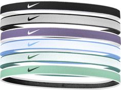 Fit & Design 6 pack of headbands Stretchy elastic construction Silicone grips hold band in place Swoosh accents .5’’ width Nike Hair Bands, Nike Headband, Sport Headbands, Nike Headbands, Sports Headbands, Hair Bands, 6 Packs, 6 Pack, Nike Women