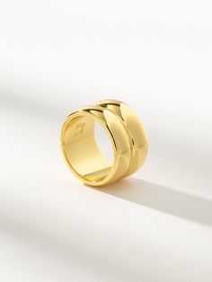 There’s nothing we love more than a bold chunky ring so it should be no surprise that we’re obsessed with the Stacked Ring. This double ring makes a statement all on its own so you can pair it with more subtle gold rings, but only if you want. | Gold Chunky Stacked Ring in Size 7 | Women's Jewelry by Uncommon James Bulky Gold Rings, Gold Rings Chunky, Solid Gold Chunky Rings, Modern Gold-plated Chunky Chain Bracelet, Chunky Rings Colorful, Brass Band, Double Ring, Chunky Rings, Gold Ring Stack