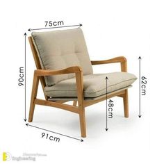 a chair with measurements for the seat and back