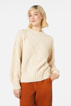 cream Winter Air, Princess Highway, Green Product, Vintage Clothes Women, Ribbed Neckline, Knitted Sweater, Cold Day, Cotton Yarn, Raglan Sleeve