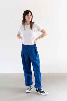 Vintage 29-41 Waist Matisse Blue Workwear Trousers Unisex Lightweight High Waist Cotton Pants Bright Blue Chino Waist - Etsy Blue Utility Cargo Pants For Work, High Waist Blue Cargo Pants For Work, Utility Style Blue Straight Leg Pants, Blue Utility Straight Leg Pants, Blue Cotton Utility Pants, Blue Utility Pants With Tapered Leg, Utility Wide Leg Blue Bottoms, Blue Cotton Cargo Pants For Work, Blue Tapered Leg Cargo Pants For Work