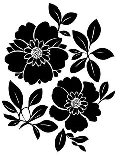 black and white flowers on a white background