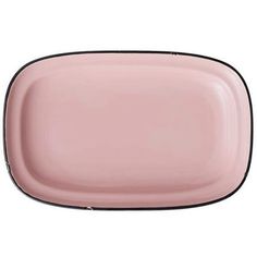 a pink rectangular plate with black trim