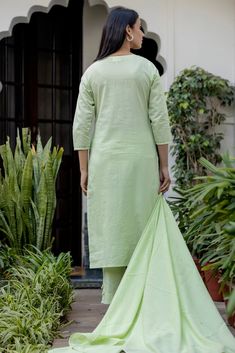 This is 3 piece set.It comes with mirror embellished kurta teamed with trouser and a dupatta to match. 3 Piece Set Fabric-Cotton Color-Green Work-Mirror embellished, embroidered & lace detailing with front & side tassels Kurta Detailing-Calf length kurta with side slits Bottom-Flared Sharara Sleeves-3/4th Sleeves Neck-Round Neck Occasion-Festive wear Washing care-Hand wash Embellished Suit, Green Mirror, Green Mirrors, Match 3, Suit Set, Embroidered Lace, Festival Wear, Indian Wear, Lace Detail