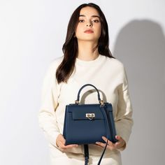 Navy Top Handle Shoulder Bag, Navy Top Handle Bag With Detachable Handle, Navy Satchel With Top Handle, Navy Shoulder Bag With Detachable Top Handle, Navy Top Handle Satchel With Detachable Strap, Navy Top Handle Shoulder Bag With Detachable Handle, Navy Shoulder Bag With Detachable Strap For Evening, Chic Navy Shoulder Bag For Evening, Navy Top Handle Satchel