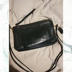 Rare, Vintage Navy Rectangular All Leather Coach Handbag With Long Pull Leather And Brass Zipper Detail Along With Double Leather Straps. Minor Vintage Wear. Leather And Brass, Bags Vintage, Coach Handbag, Leather Coach, Zipper Detail, Vintage Wear, Coach Handbags, Coach Bags, Leather Straps