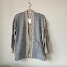 Nwt Runs True To Size Two Front Pockets Long Sleeve Taupe Cardigan For Layering, Neutral Cardigan With Pockets For Fall, Neutral Cardigan For Fall Layering, Fall Neutral Cardigan For Loungewear, Neutral Fall Cardigan For Loungewear, Taupe Sweater For Spring Layering, Spring Taupe Sweater For Layering, Spring Layering Taupe Sweater, Taupe Outerwear For Fall Loungewear