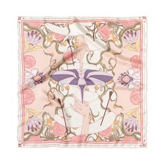 "The Dreamer" Bandana Silk Scarf Bandana Silk, Print Scarf Design, Headband Wrap, Silk Bandana, Another Dimension, Scarf Top, Hand Drawn Pattern, Pink Scarves, Bandana Scarf