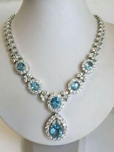 Find many great new & used options and get the best deals for Teardrop Necklace Aqua Oval Vintage Style Chain Necklace 925 Sterling Silver at the best online prices at eBay! Free shipping for many products! Formal Necklace, Fotografi Vintage, Expensive Jewelry Luxury, Aquamarine Jewelry, Expensive Jewelry, Fancy Jewellery, Royal Jewelry, A Necklace, Fancy Jewelry