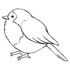 a black and white drawing of a bird