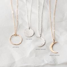 Waxing, waning, new or full—which phase speaks to you? Choose the lunar necklace that captures your glow and wear your symbolic moon wherever you go. Each moon phase necklace is hand-hammered for out-of-this-world texture and shine. Waning Crescent, Moon Phases Necklace, Lunar Phase, New Moon, Moon Phases, Real Gold, Shop Necklaces, Precious Metals, Gold Vermeil